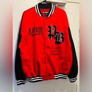 PLAYBOY Red and Black Varsity Jacket